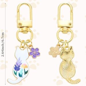 Cat Keychain Bag Purse Charm Women’s Gold Pet Memory Metallic Animal Gift New